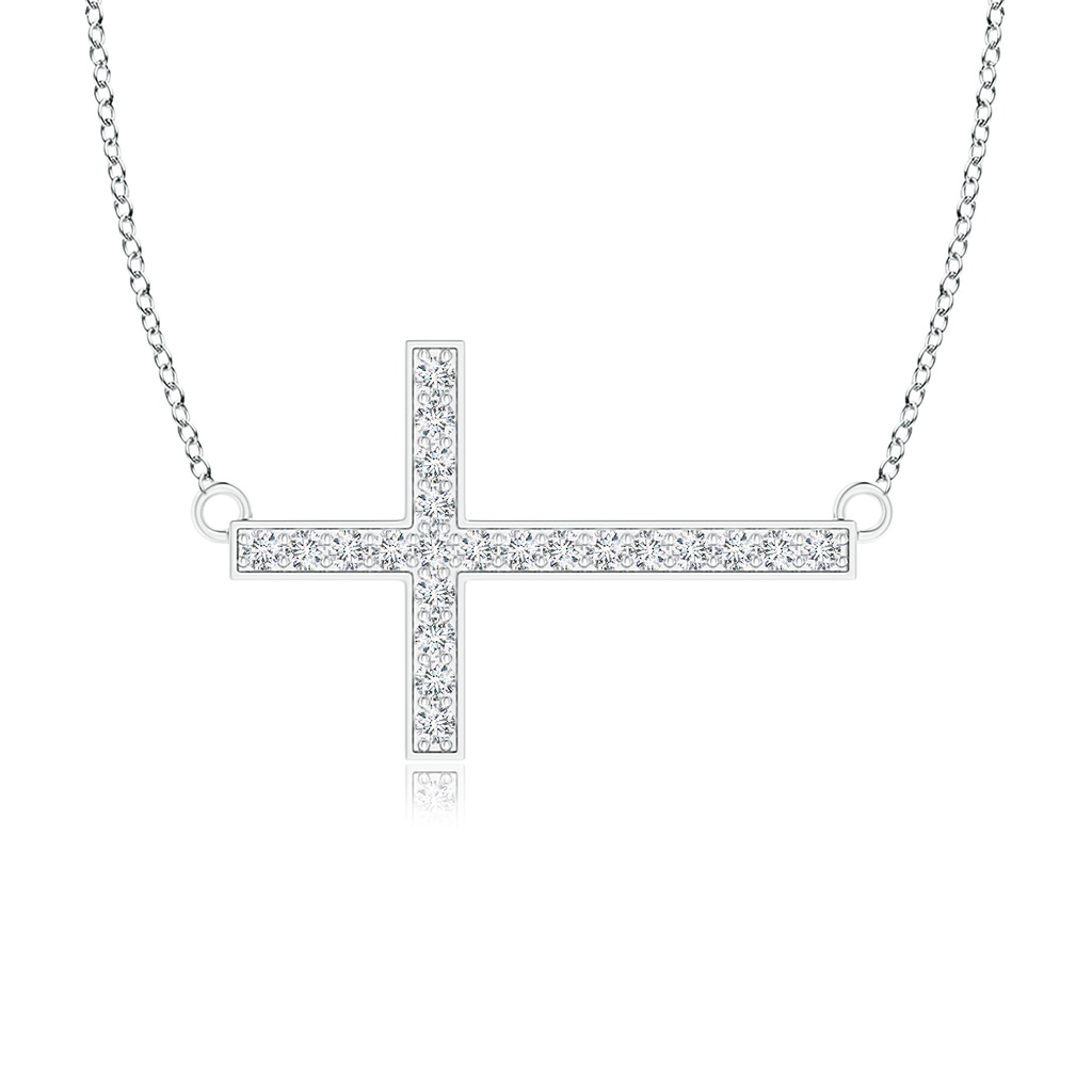 1mm GVS2 Classic Diamond Sideways Cross Necklace in White Gold