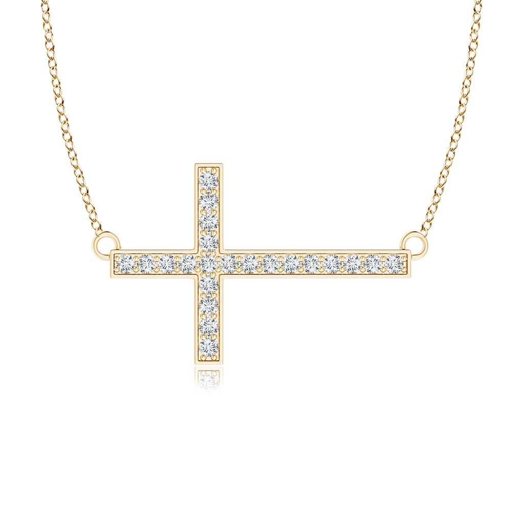 1mm GVS2 Classic Diamond Sideways Cross Necklace in Yellow Gold 