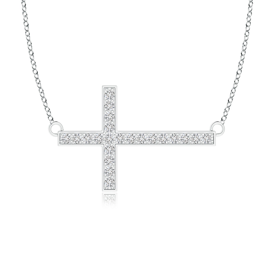1mm HSI2 Classic Diamond Sideways Cross Necklace in S999 Silver 