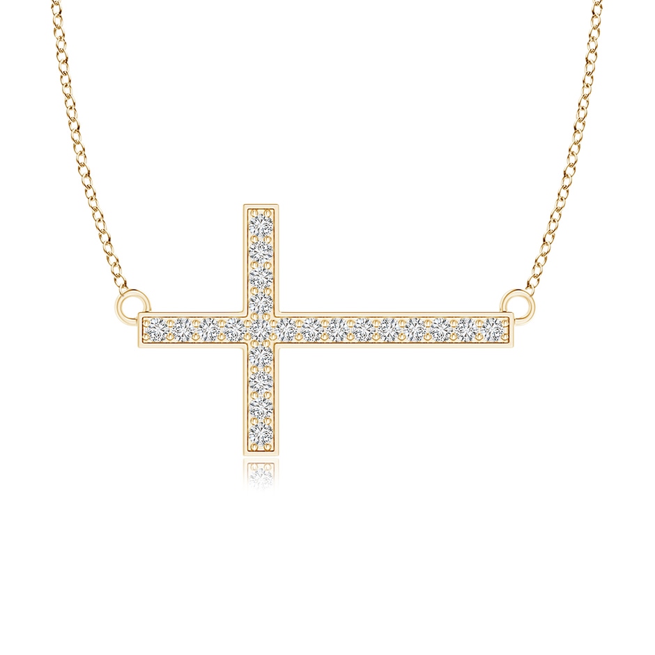 1mm HSI2 Classic Diamond Sideways Cross Necklace in Yellow Gold 