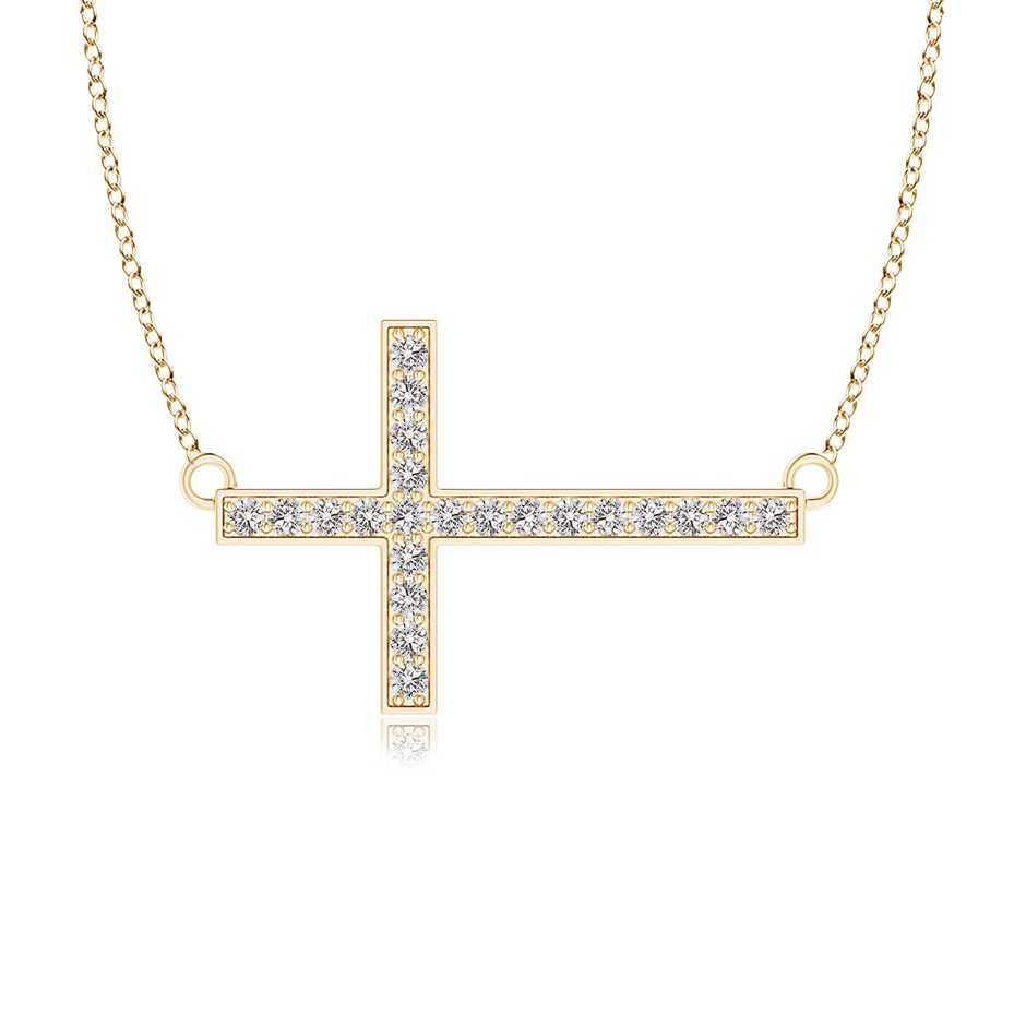 1mm IJI1I2 Classic Diamond Sideways Cross Necklace in 10K Yellow Gold 