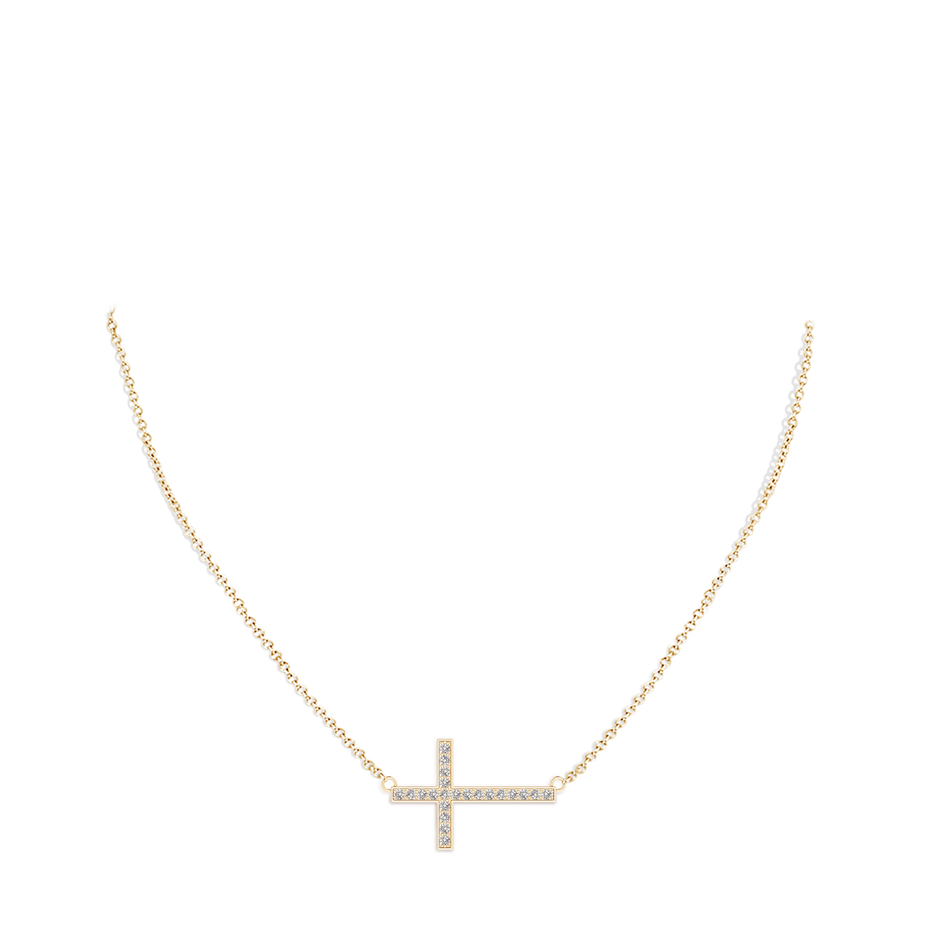 1mm IJI1I2 Classic Diamond Sideways Cross Necklace in 10K Yellow Gold pen
