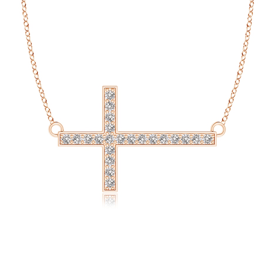 1mm IJI1I2 Classic Diamond Sideways Cross Necklace in Rose Gold 