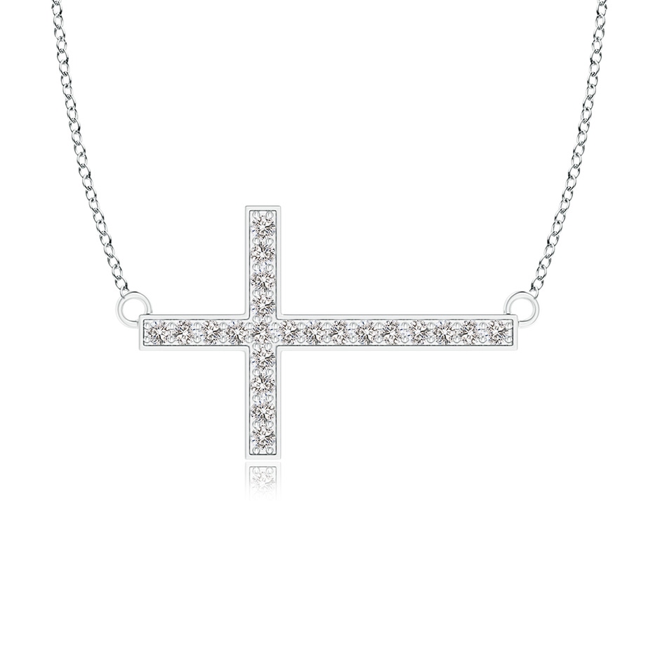 1mm IJI1I2 Classic Diamond Sideways Cross Necklace in White Gold 