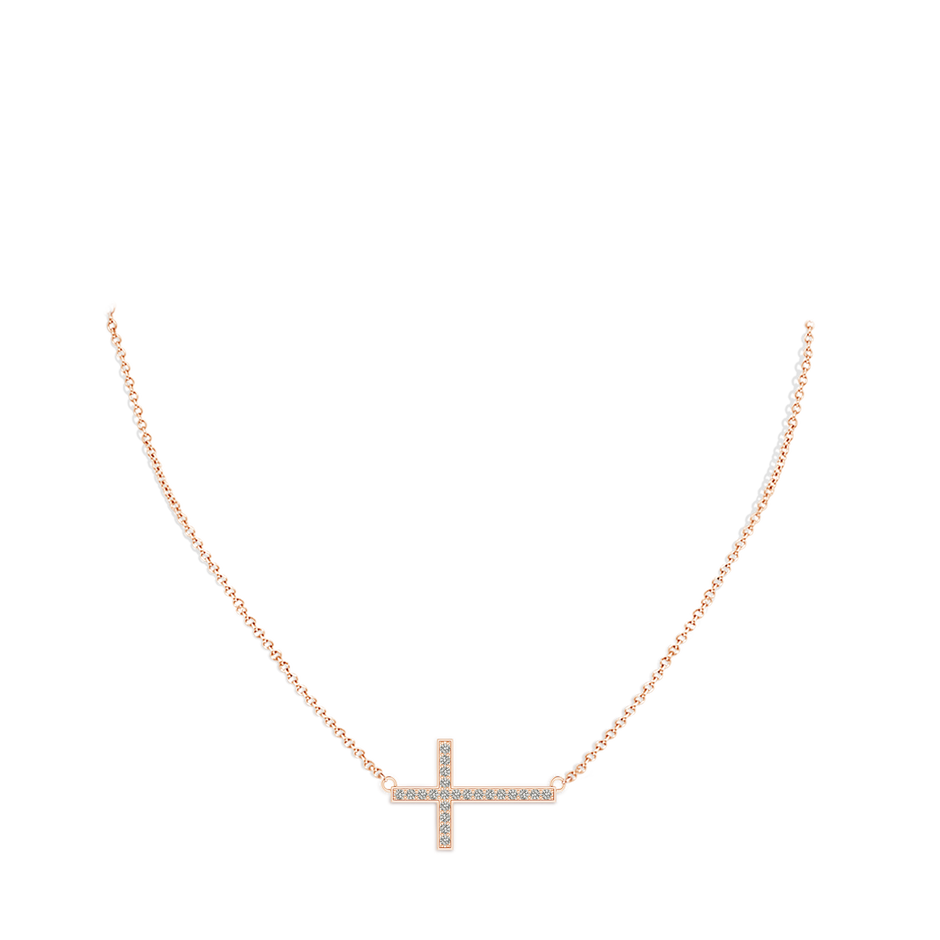 1mm KI3 Classic Diamond Sideways Cross Necklace in 9K Rose Gold pen