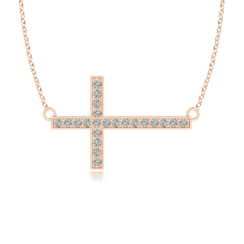 1mm KI3 Classic Diamond Sideways Cross Necklace in Rose Gold 