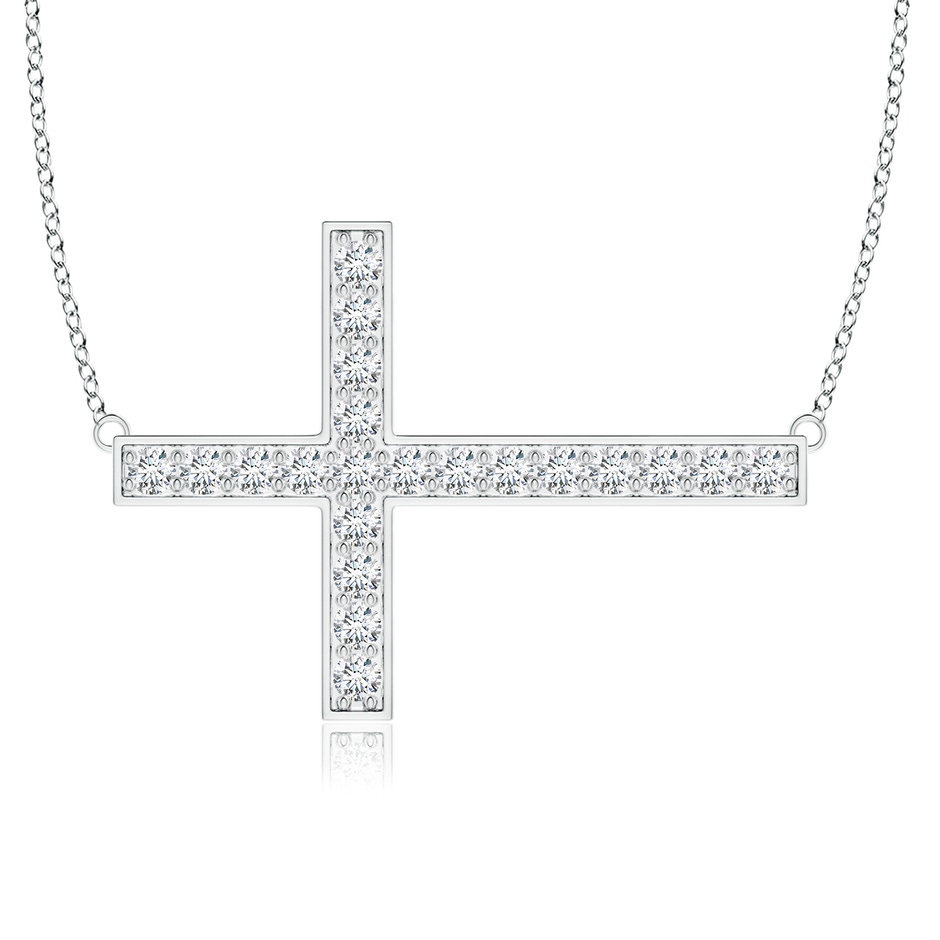2.25mm GVS2 Classic Diamond Sideways Cross Necklace in P950 Platinum 