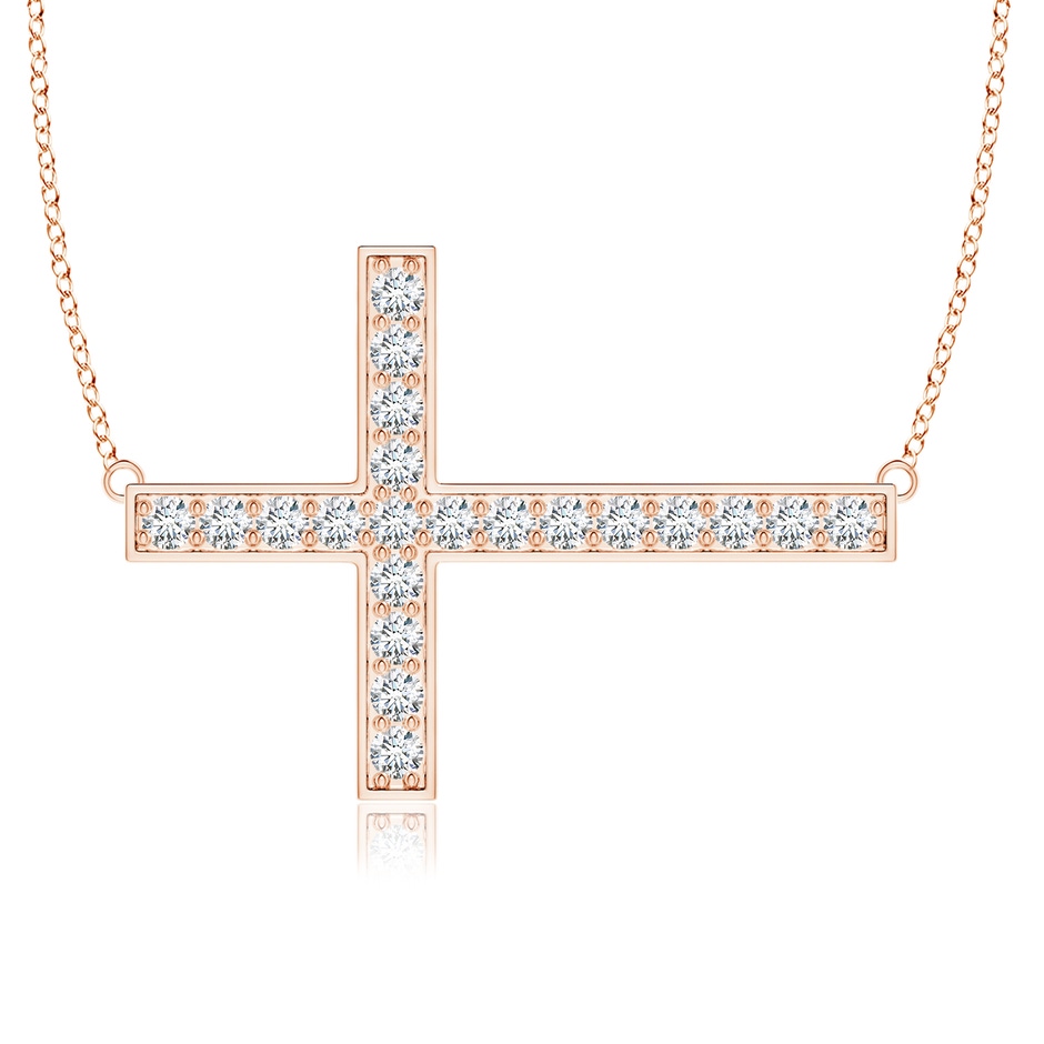 2.25mm GVS2 Classic Diamond Sideways Cross Necklace in Rose Gold 