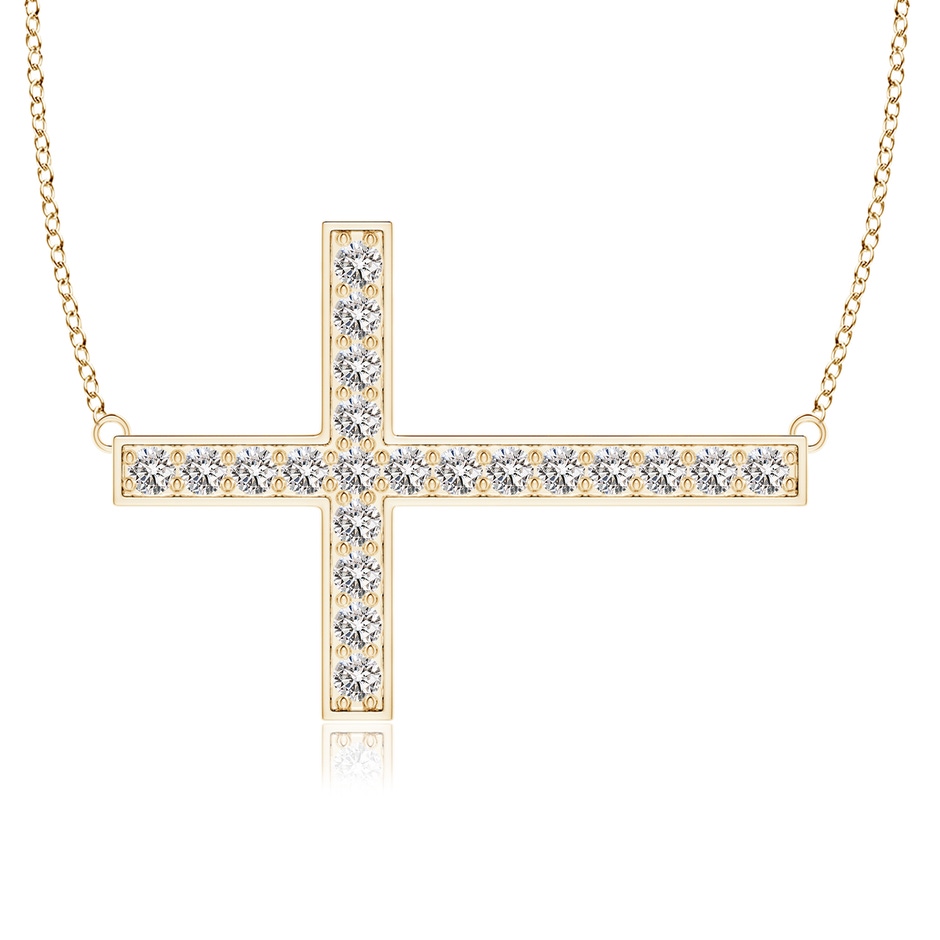 2.25mm IJI1I2 Classic Diamond Sideways Cross Necklace in Yellow Gold 
