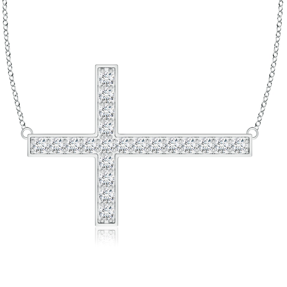 2.6mm GVS2 Classic Diamond Sideways Cross Necklace in P950 Platinum 