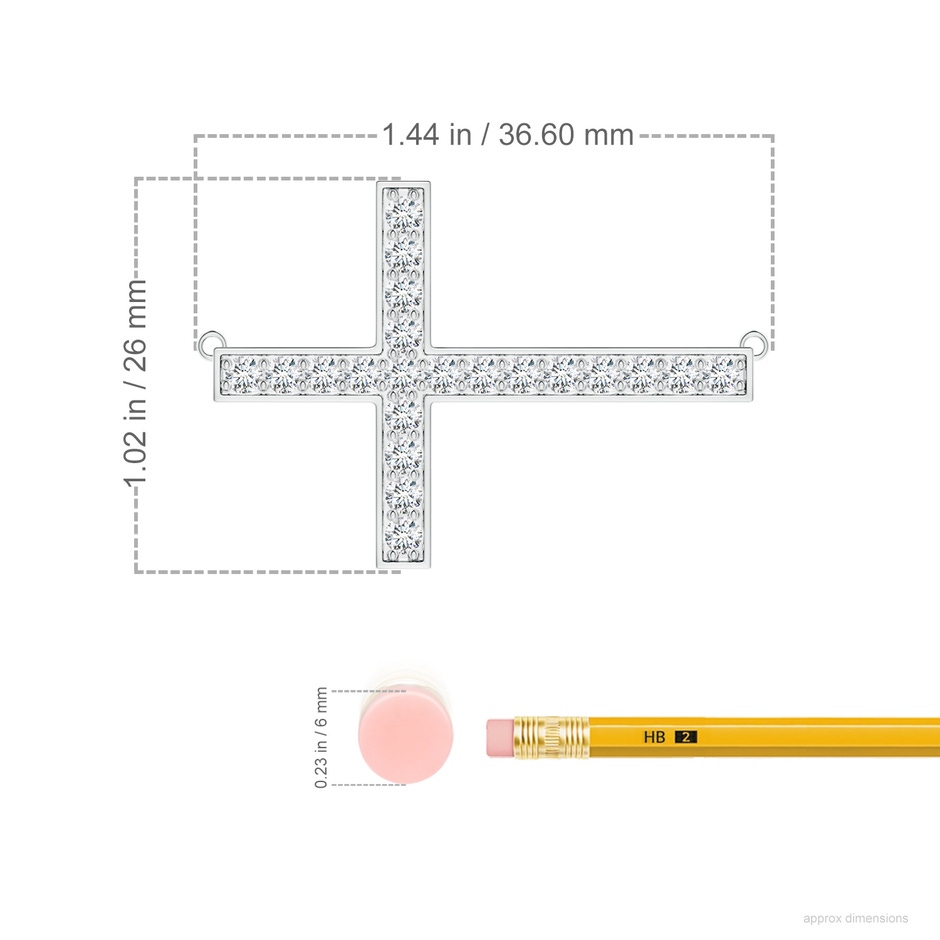 2.6mm GVS2 Classic Diamond Sideways Cross Necklace in P950 Platinum ruler
