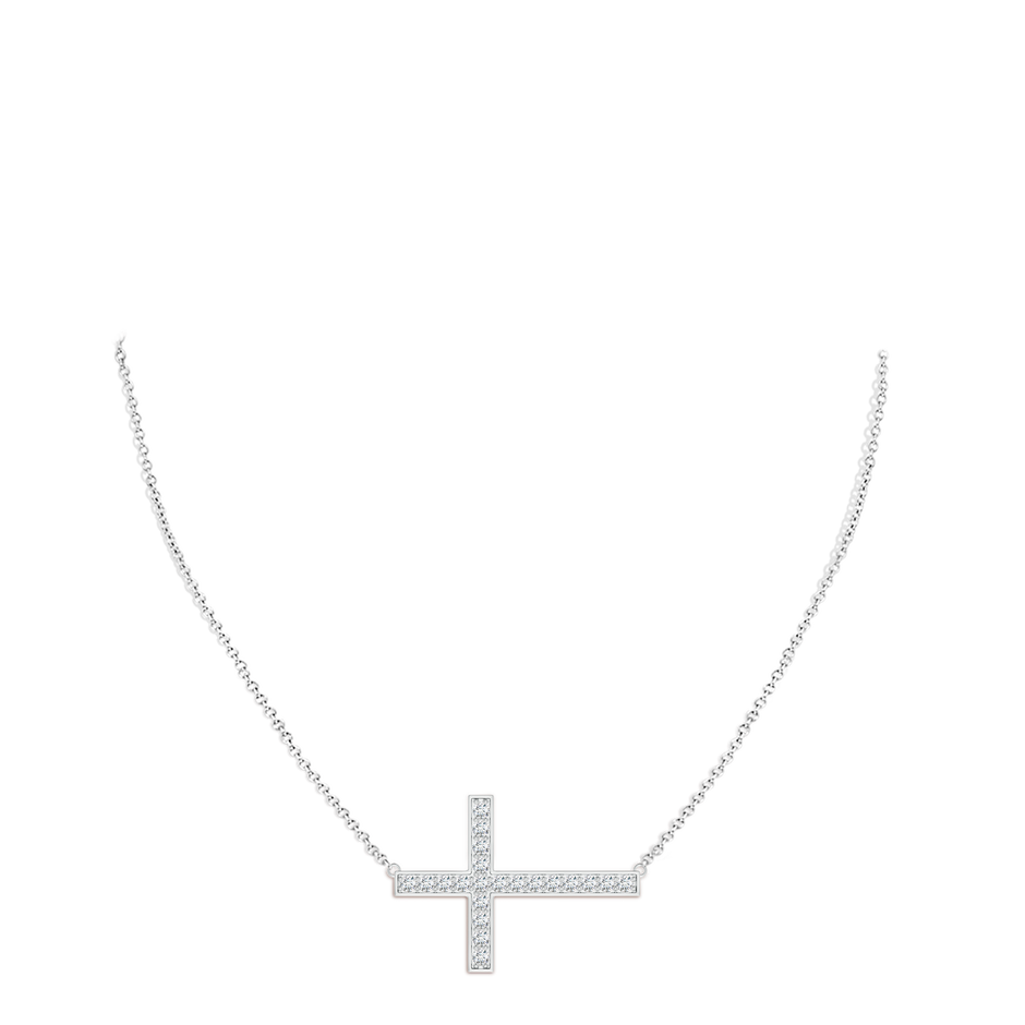 2.6mm GVS2 Classic Diamond Sideways Cross Necklace in White Gold pen