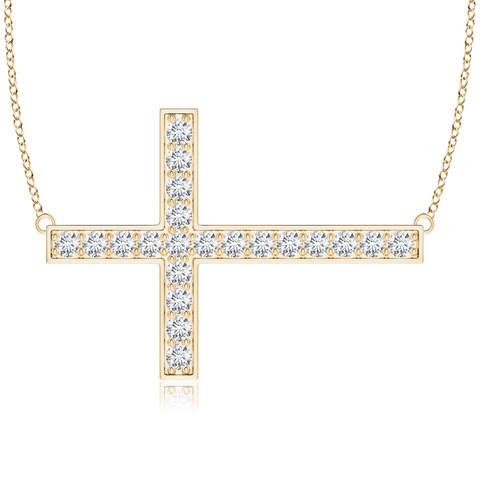 2.6mm GVS2 Classic Diamond Sideways Cross Necklace in Yellow Gold 