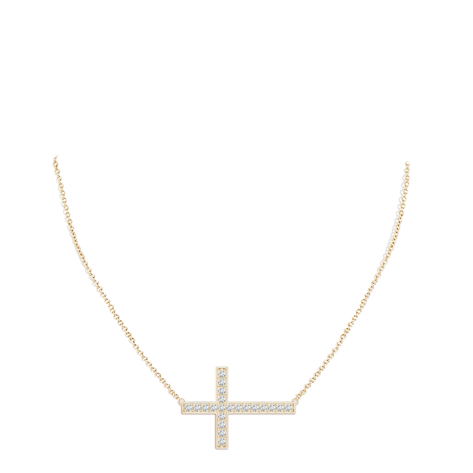 2.6mm GVS2 Classic Diamond Sideways Cross Necklace in Yellow Gold pen