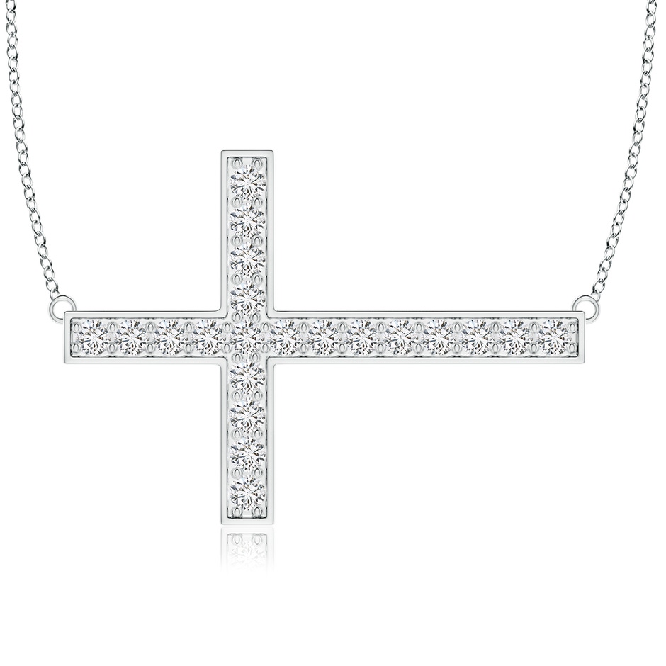 2.6mm HSI2 Classic Diamond Sideways Cross Necklace in White Gold 