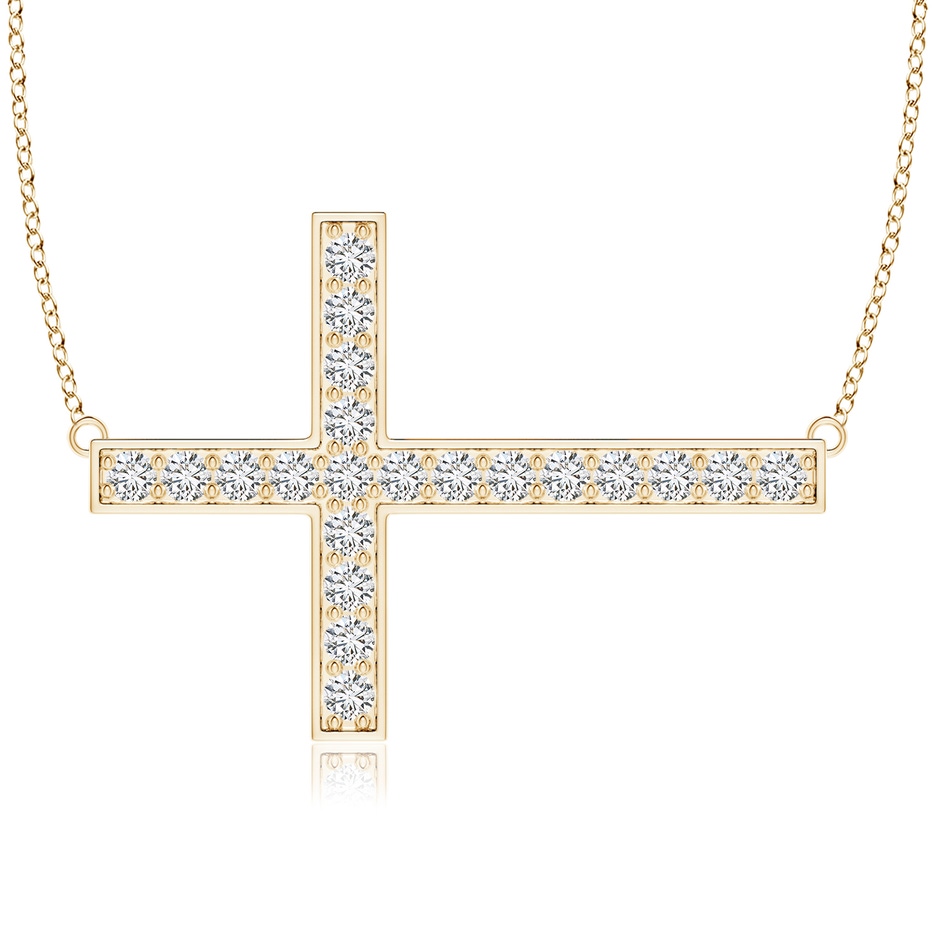 2.6mm HSI2 Classic Diamond Sideways Cross Necklace in Yellow Gold 