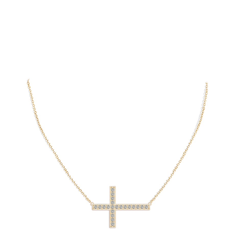 2.6mm KI3 Classic Diamond Sideways Cross Necklace in Yellow Gold pen