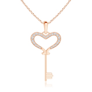 1.2mm GVS2 Pave-Set Diamond Heart Key Pendant in Rose Gold
