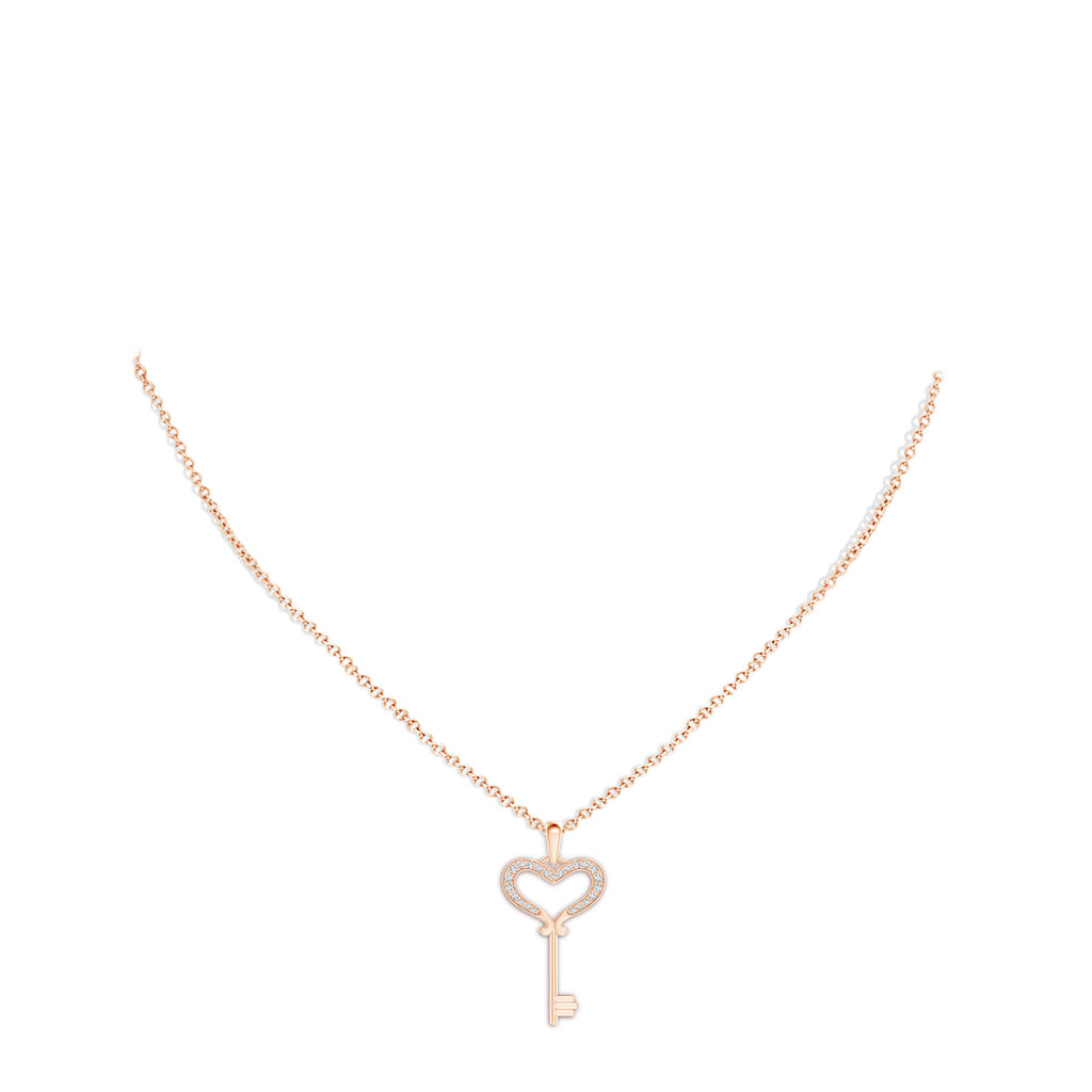 1.2mm GVS2 Pave-Set Diamond Heart Key Pendant in Rose Gold Body-Neck