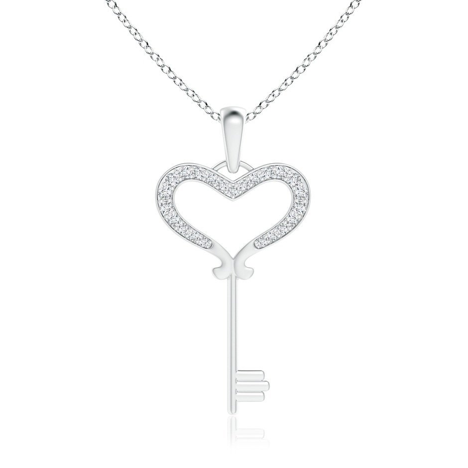 1.2mm GVS2 Pave-Set Diamond Heart Key Pendant in White Gold 