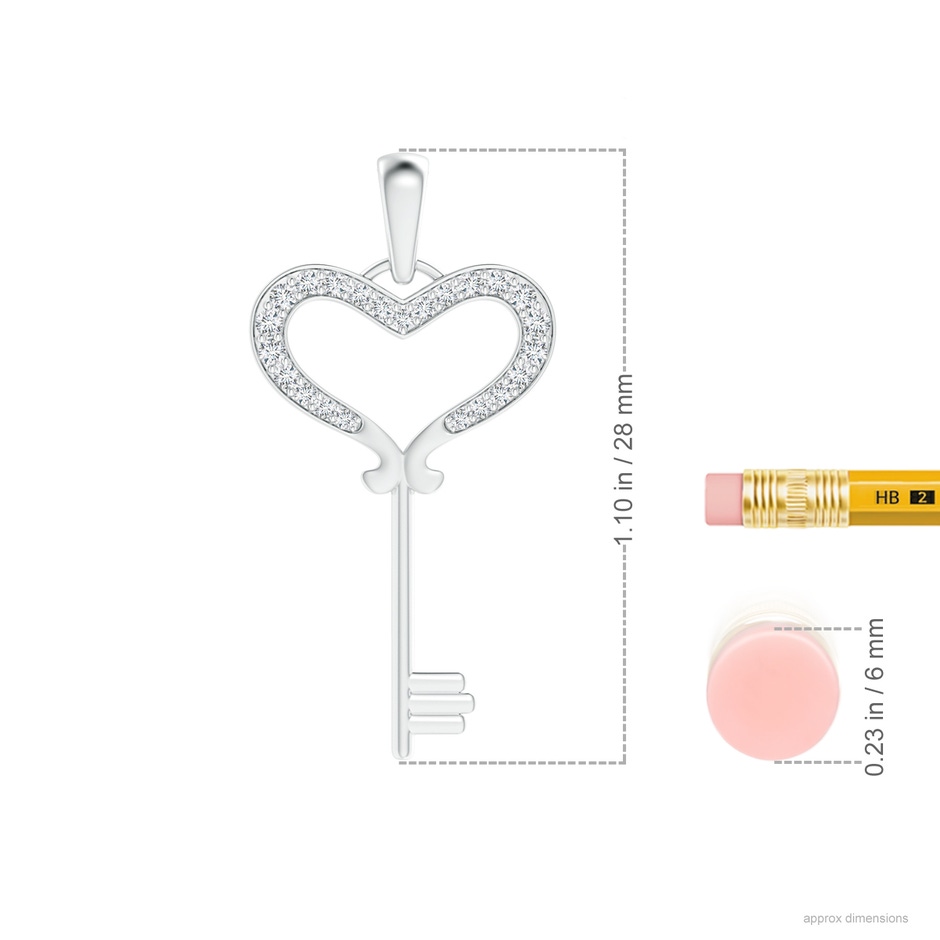 1.2mm GVS2 Pave-Set Diamond Heart Key Pendant in White Gold ruler