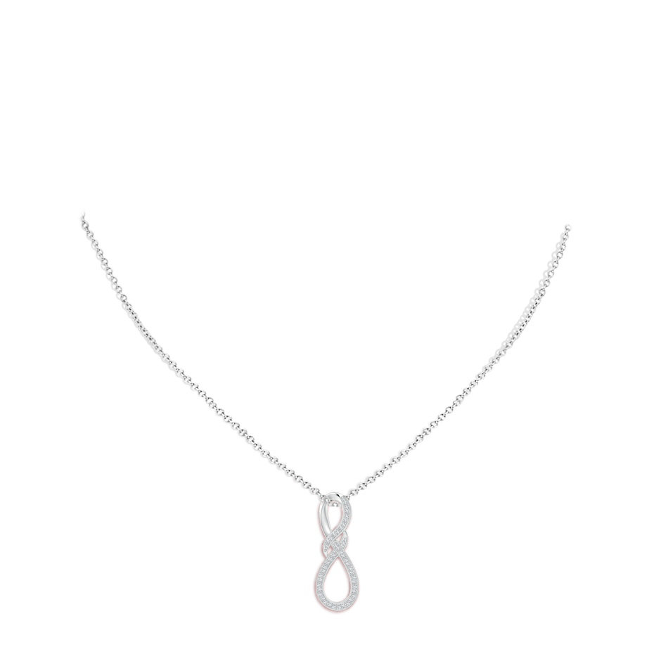 0.95mm GVS2 Pave-Set Diamond Infinity Swirl Pendant in S999 Silver body-neck