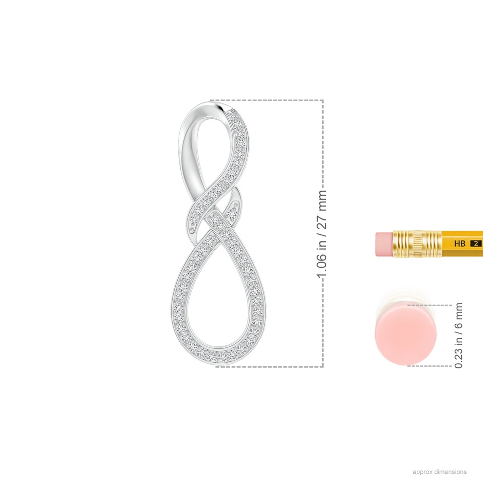 0.95mm HSI2 Pave-Set Diamond Infinity Swirl Pendant in S999 Silver ruler