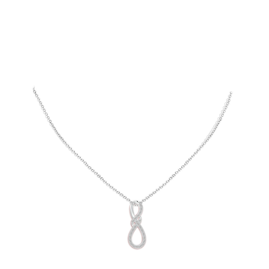 0.95mm IJI1I2 Pave-Set Diamond Infinity Swirl Pendant in S999 Silver body-neck