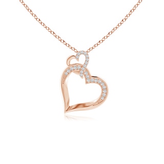 0.9mm GVS2 Interlinked Diamond Tilted Heart Pendant in 10K Rose Gold