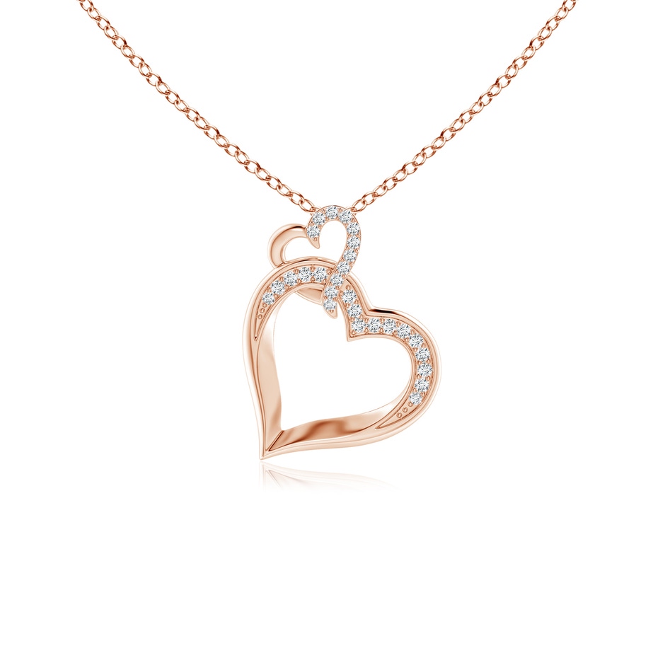 0.9mm GVS2 Interlinked Diamond Tilted Heart Pendant in Rose Gold 