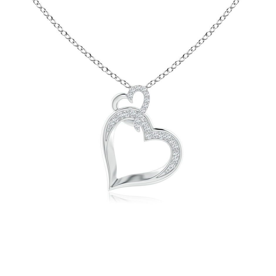 0.9mm GVS2 Interlinked Diamond Tilted Heart Pendant in White Gold 