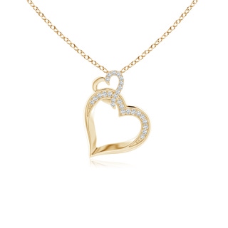 0.9mm GVS2 Interlinked Diamond Tilted Heart Pendant in Yellow Gold