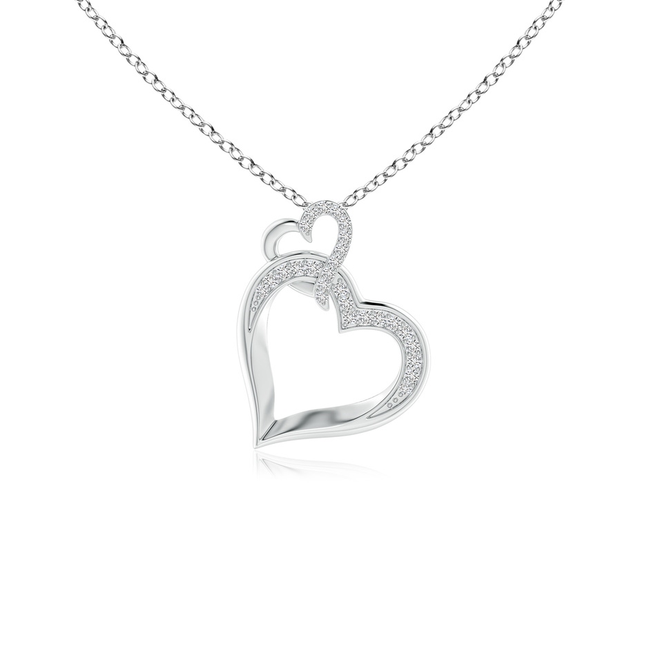 0.9mm HSI2 Interlinked Diamond Tilted Heart Pendant in P950 Platinum 