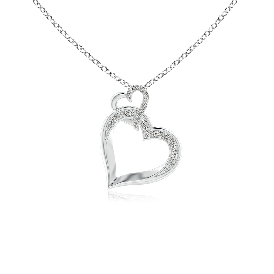 0.9mm KI3 Interlinked Diamond Tilted Heart Pendant in 18K White Gold 