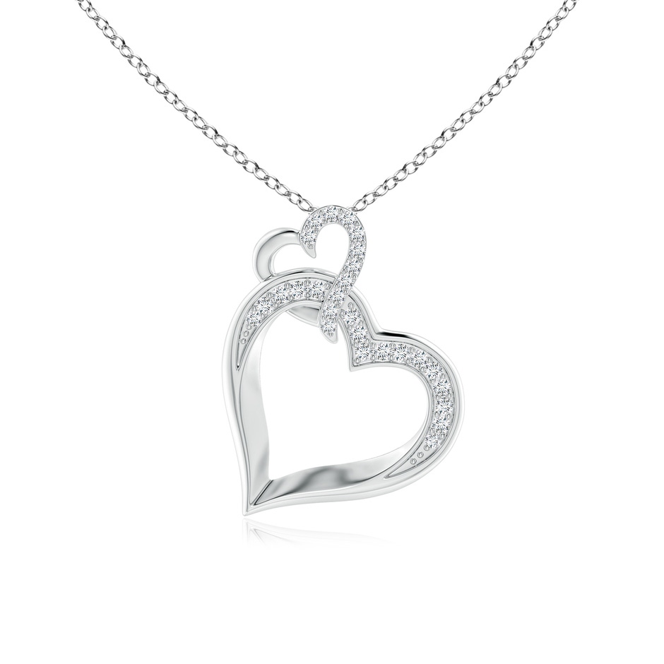 1.1mm GVS2 Interlinked Diamond Tilted Heart Pendant in S999 Silver 