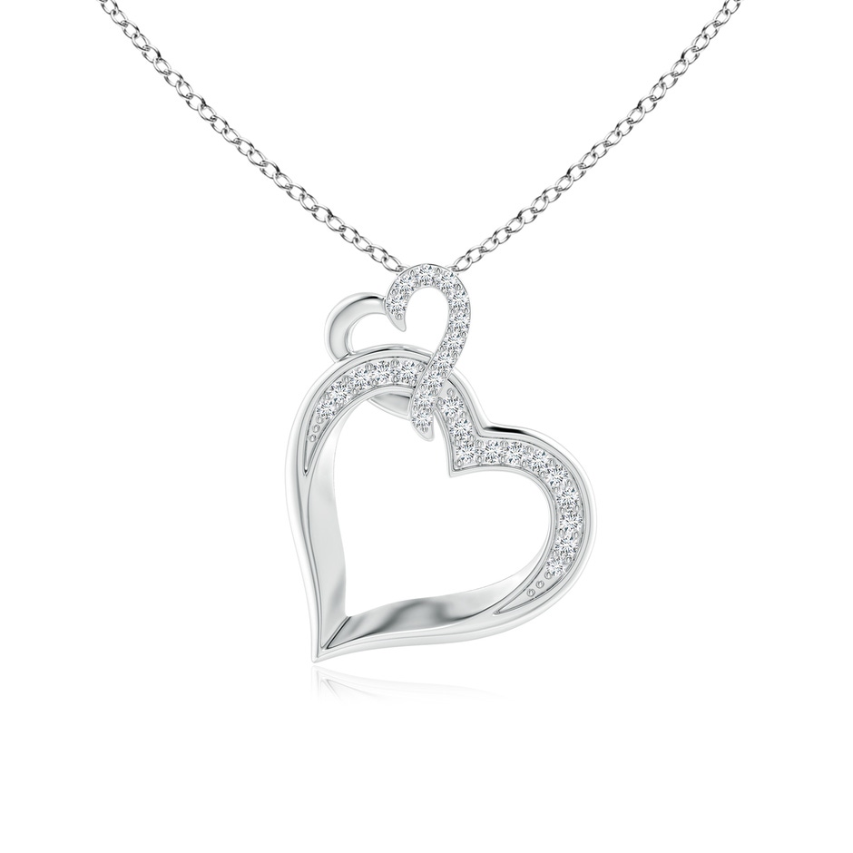 1.1mm GVS2 Interlinked Diamond Tilted Heart Pendant in White Gold 