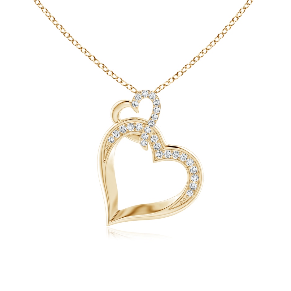 1.1mm GVS2 Interlinked Diamond Tilted Heart Pendant in Yellow Gold 