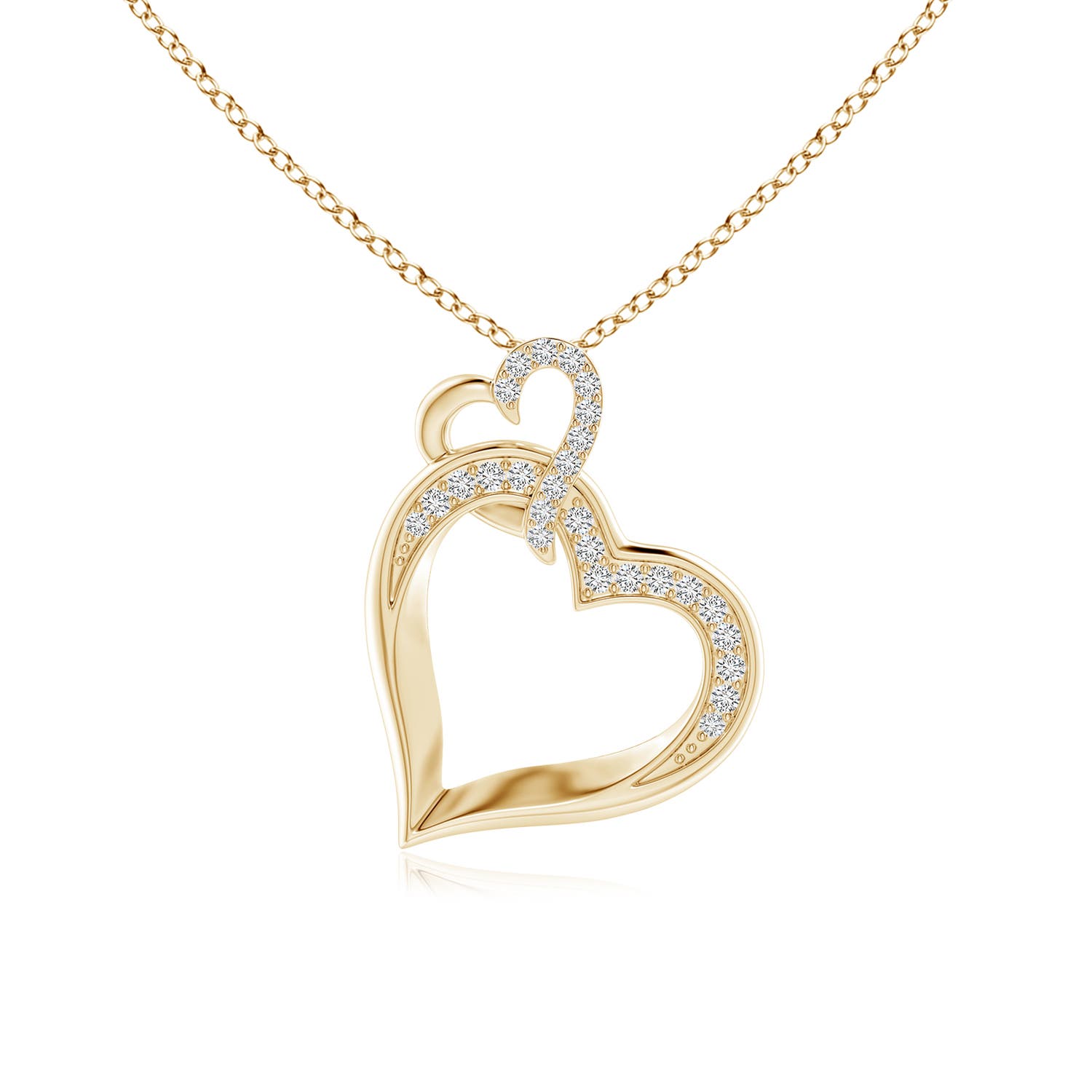 1/8 CT. T.W. Diamond Tilted Heart Necklace in Sterling Silver with 18K Rose  Gold Plate | Zales Outlet