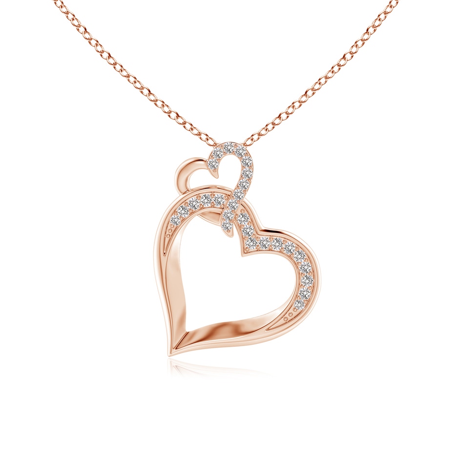 1.1mm IJI1I2 Interlinked Diamond Tilted Heart Pendant in Rose Gold 