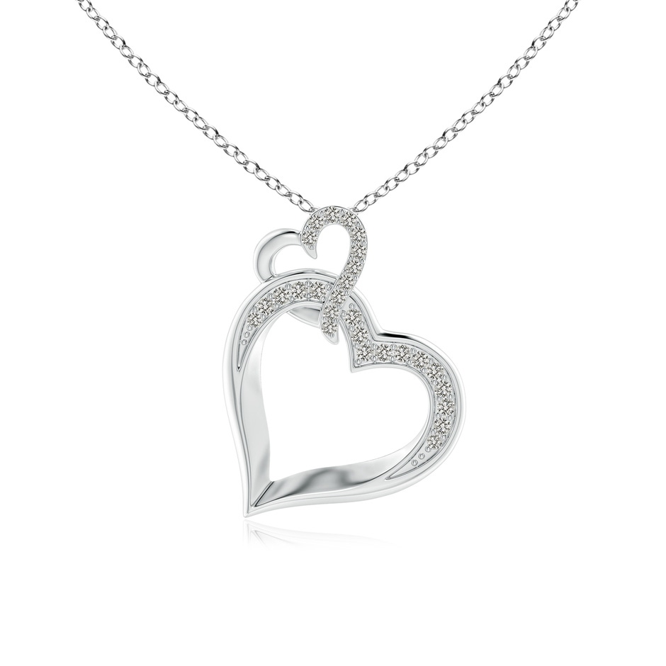 1.1mm KI3 Interlinked Diamond Tilted Heart Pendant in White Gold 