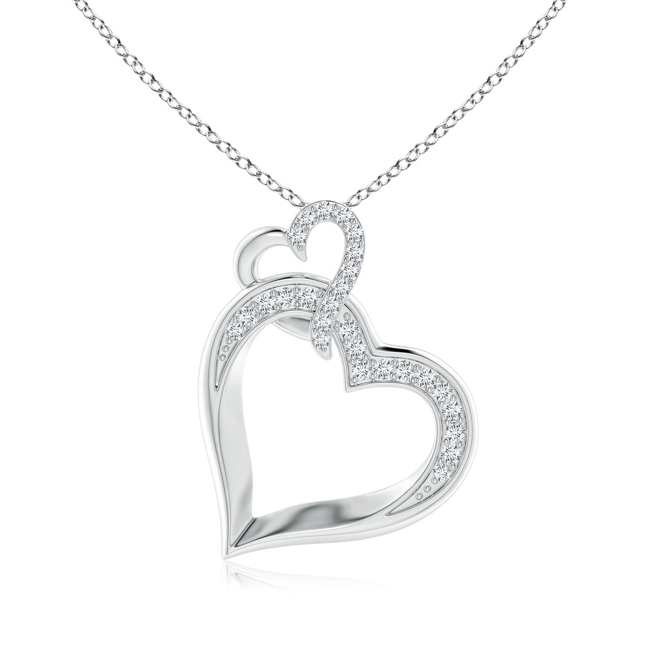 1.3mm GVS2 Interlinked Diamond Tilted Heart Pendant in P950 Platinum 