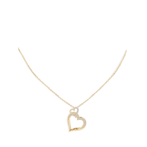 ☆Angle    Heart☆ Diamond Accent Tilted Heart Pendant in Sterling Silver