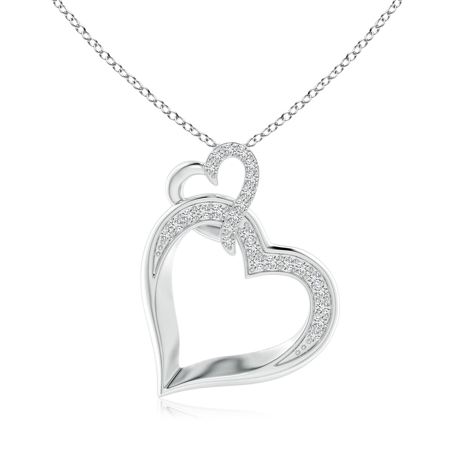 1.3mm HSI2 Interlinked Diamond Tilted Heart Pendant in P950 Platinum