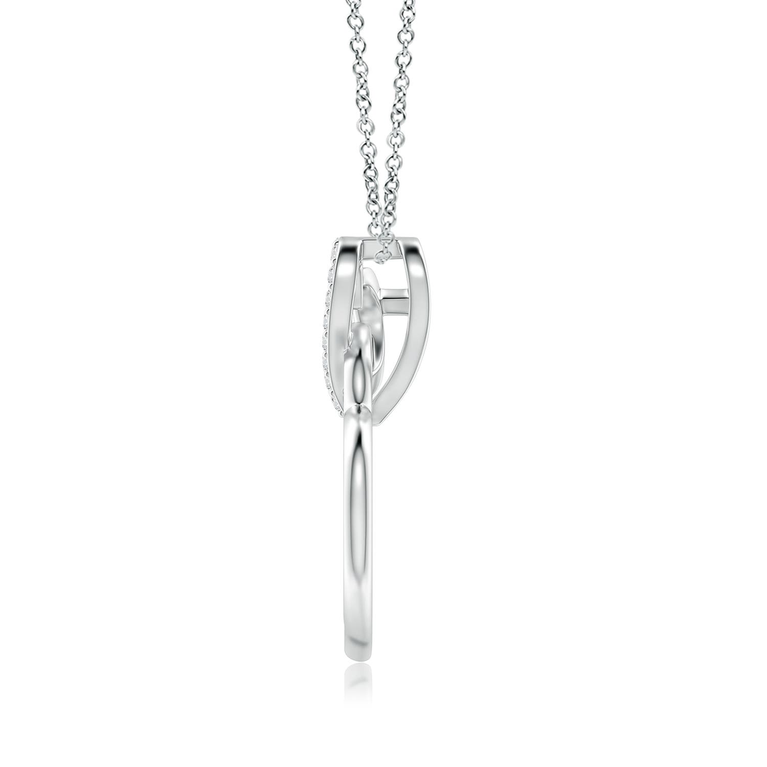 1.3mm HSI2 Interlinked Diamond Tilted Heart Pendant in P950 Platinum