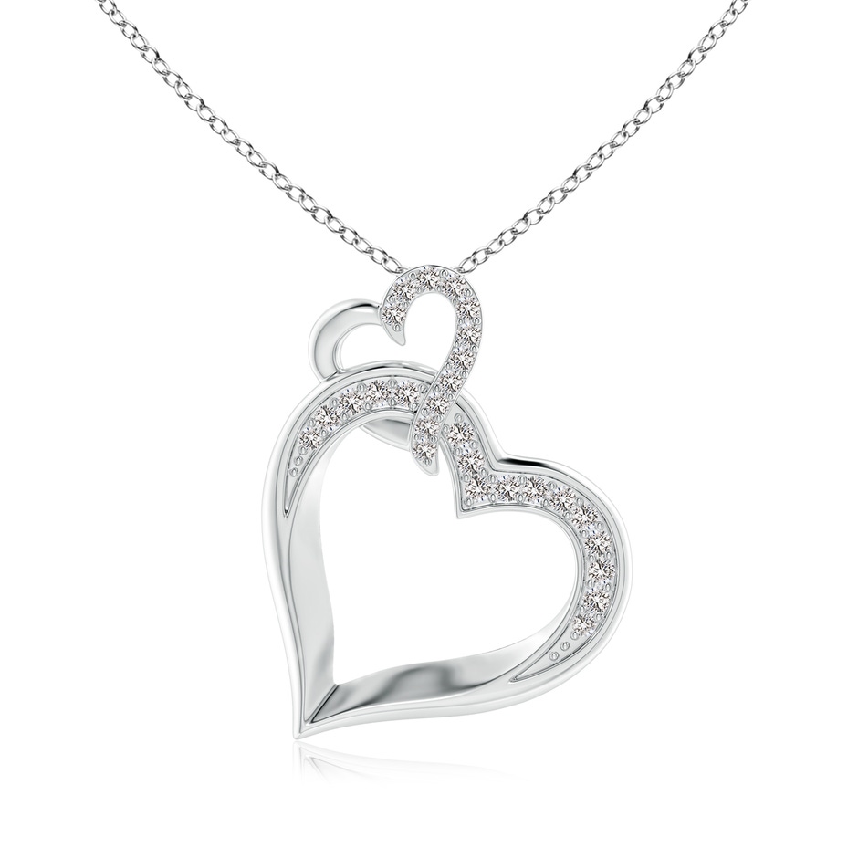 1.3mm IJI1I2 Interlinked Diamond Tilted Heart Pendant in White Gold 
