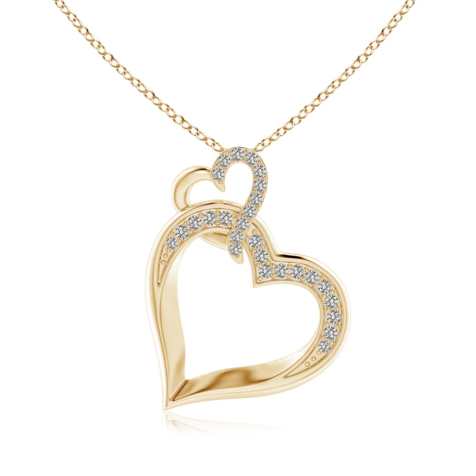 1.3mm KI3 Interlinked Diamond Tilted Heart Pendant in Yellow Gold 