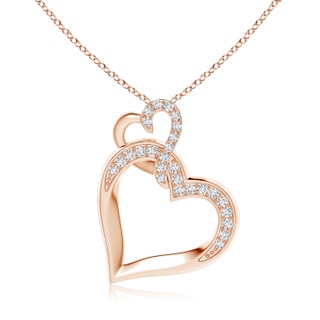 1.7mm GVS2 Interlinked Diamond Tilted Heart Pendant in 18K Rose Gold