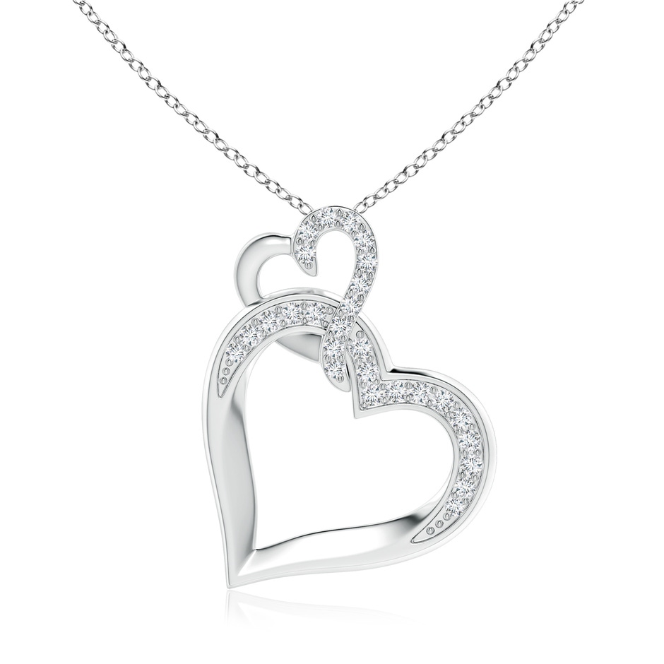 1.7mm GVS2 Interlinked Diamond Tilted Heart Pendant in White Gold 