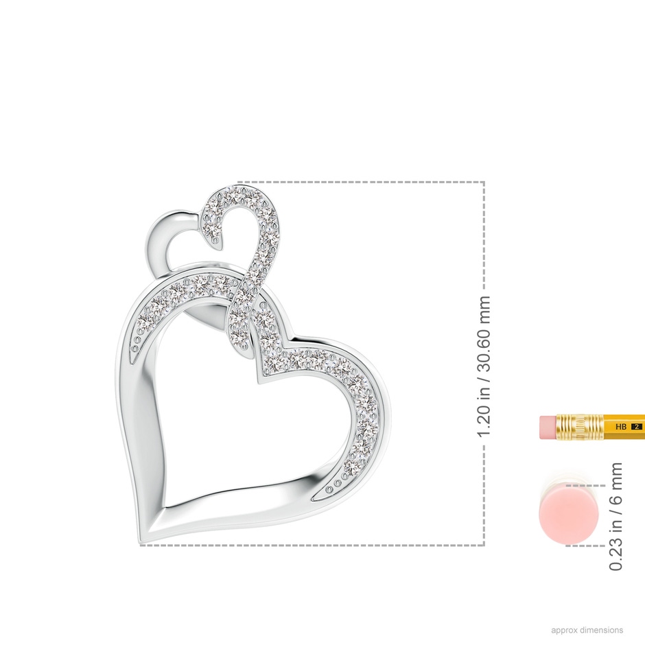 1.7mm IJI1I2 Interlinked Diamond Tilted Heart Pendant in P950 Platinum ruler