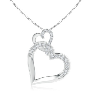 2.1mm GVS2 Interlinked Diamond Tilted Heart Pendant in White Gold